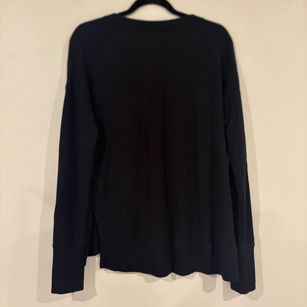 Athleta Long Sleeve Cotton Blend Pullover Sweatshirt Black Small - Picture 5 of 7